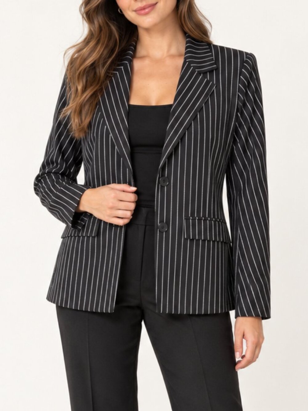 Black Pinstripe Tailored Blazer Office Siren NWT Heartbreak Small Size 8